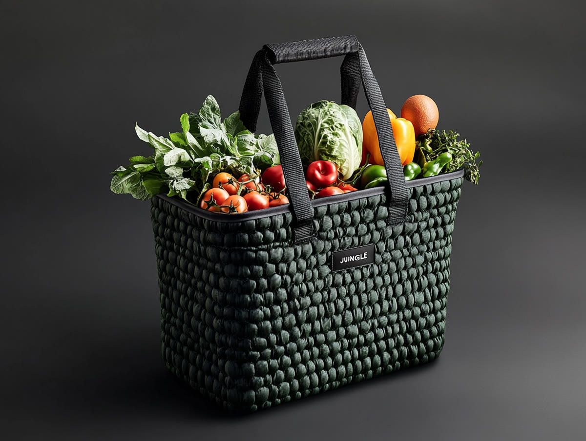 Jungle Basket — woven insulated returnable tote filled with fresh produce